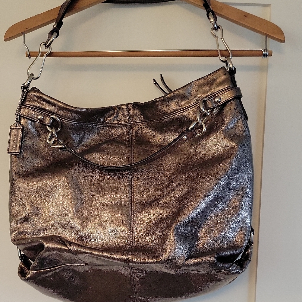 Coach Shimmering Metallic Shoulder Bag
